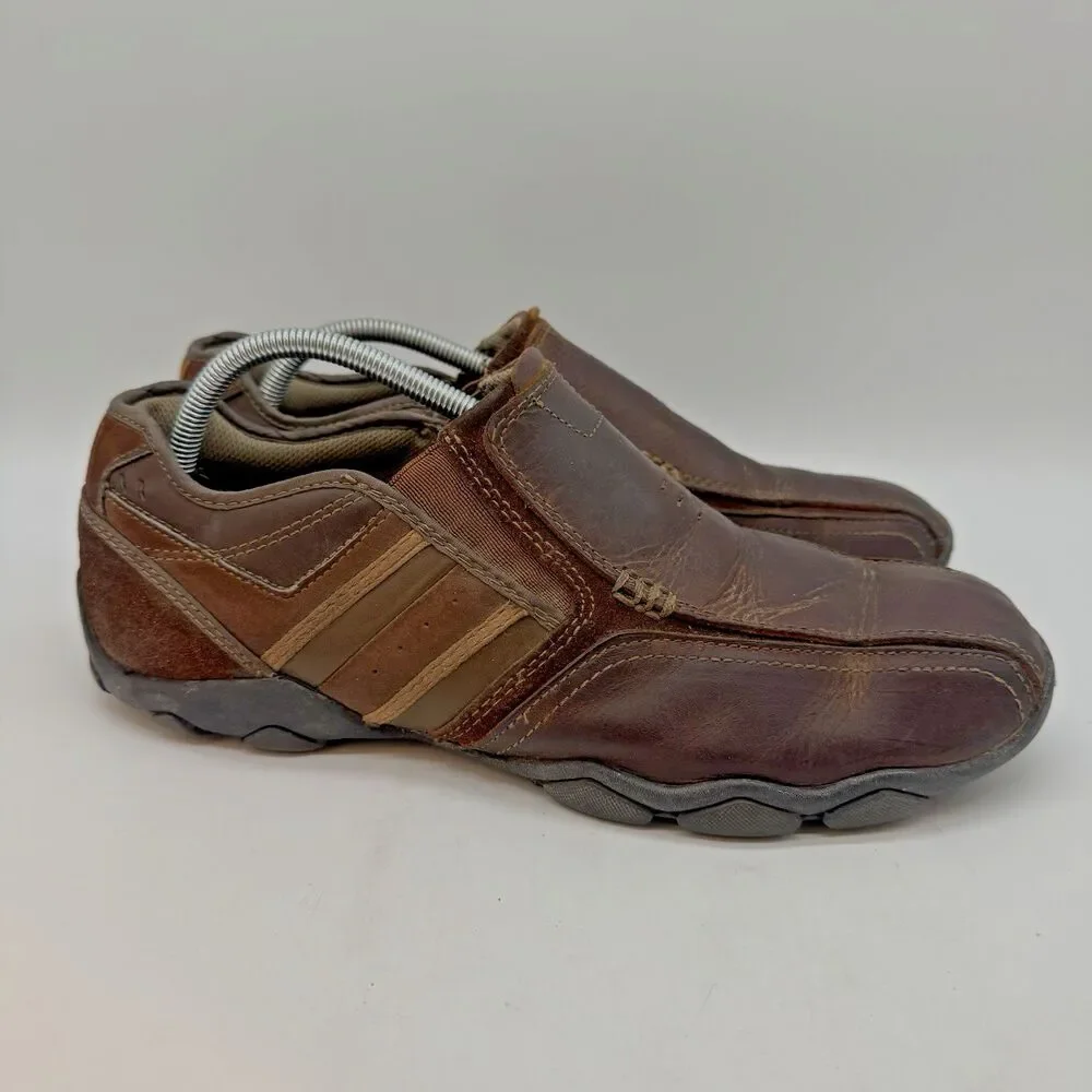 Skechers Diameter-Zinroy Casual Loafer Men's 10.5 Brown Leather Driving 64275